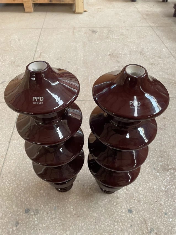 عایق های الکتریکی چینی 20NF250 با سطح لعاب قهوه ای روشن